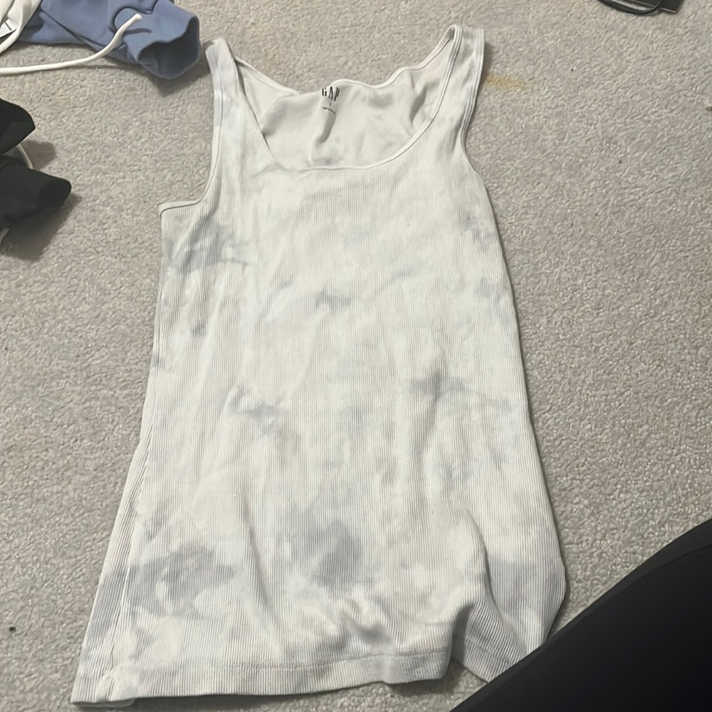 White and gray, tie-dye tank